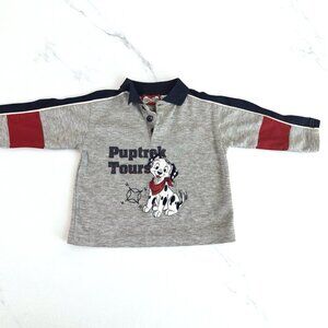 101 Dalmatians Vintage Disney Cartoon Polo Long Sleeve 18m Shirt Pup Trek Tours